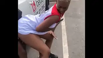Guy eating out femboy in the street