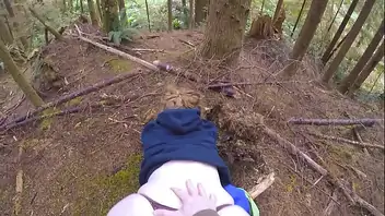 Teen in the woods anal